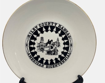 Vintage 1976 Riley County Kansas American Bicentennial Souvenir Plate 10.25"