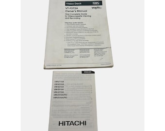 May include: A Hitachi VT-F372A VHS video deck owner's manual. The manual is printed in English and includes a list of compatible models: VM-E110A, VM-E310A, VM-E410A, VM-E510A, VM-H710A, VM-E310A(PX), VM-E510A(PX).