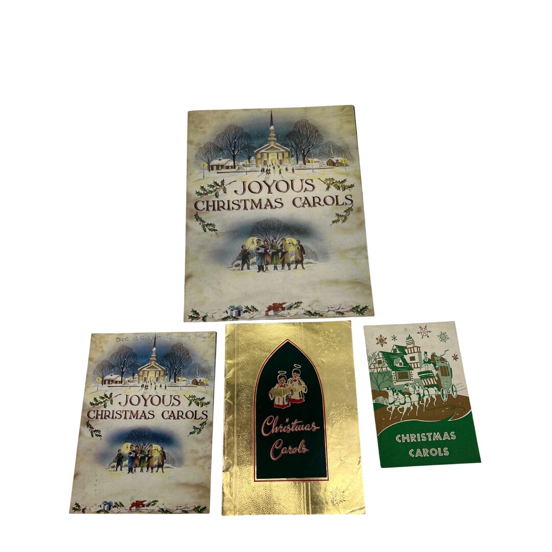 4 Vintage Christmas Carol Booklets 1950s Bank Funeral Home Ads