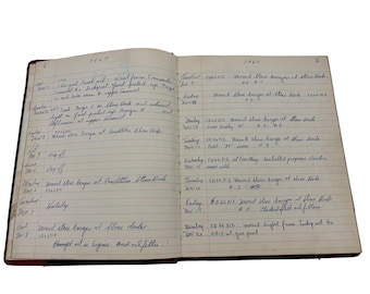 1967-73 Registro di bordo del rimorchiatore del Canale Erie Tender 10 Tonawanda NY DPW Diario di lavoro Vintage