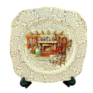 Plato para ensalada o almuerzo H&K Tunstall Modelo para chimenea de un inglés, década de 1930, Reino Unido