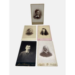 Vintage Cabinet Card Studio Photos 5 portraits hommes et femmes Pennsylvanie et New York