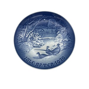 B&G Copenhagen 1970 Christmas Plate Copenhagen Christmas Denmark 7&quot; Blue White