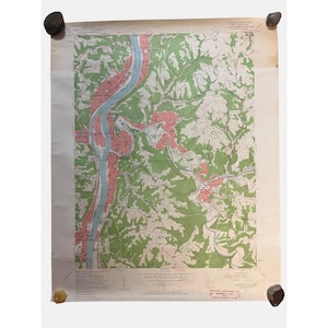 1956 vintage topografische kaart rijdt West Virginia, Ohio USGS Geological Survey