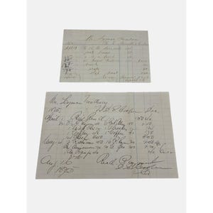 Antique Handwritten Receipts For Lyman Treadway 1863 & 1870 Connecticut