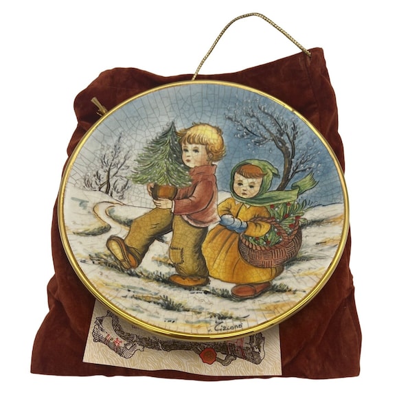 1980 Veneto Flair Plate Heading Home Christmas Children Series Tiziano Italy