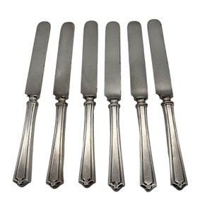 Six Oneida 1881 Rogers A1 Salem Silverplate Dinner Knives 9.25&quot; Vintage 1915