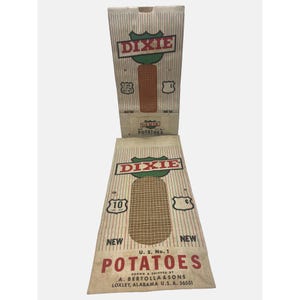 Vintage Dixie Potato Sack Bags 5 & 10 Lbs Paper A Bertolla and Sons Loxley Alabama