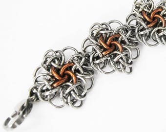 Steampunk bracelet Chainmaille bracelet Womens bracelet Mens rustic bracelet Mens bracelet Chain maille bracelet Best gift For him For her
