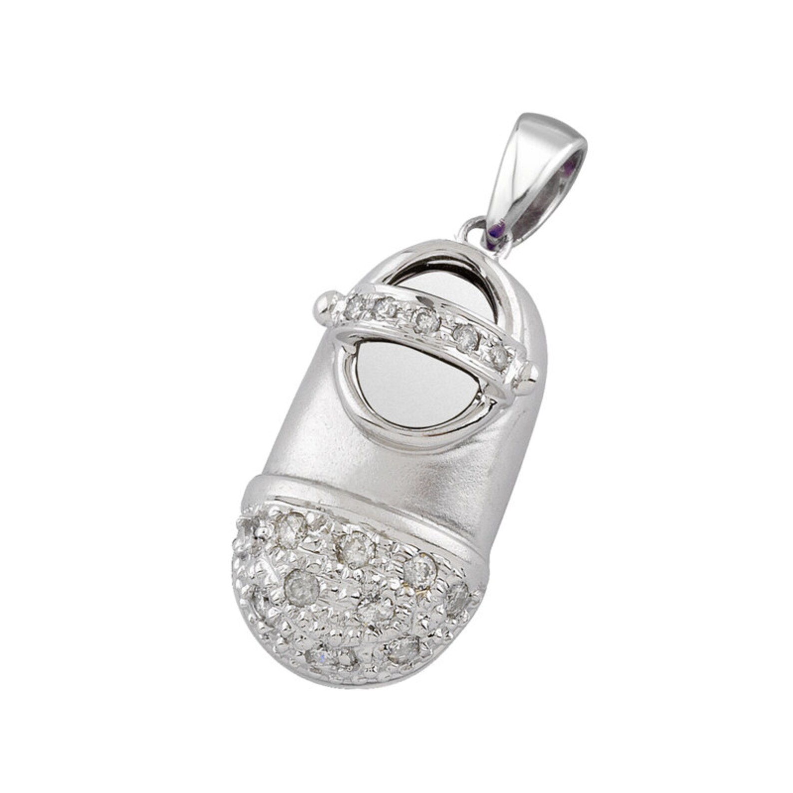 14k White Gold Baby Shoe Charm Pendant with Diamond Toe and Etsy