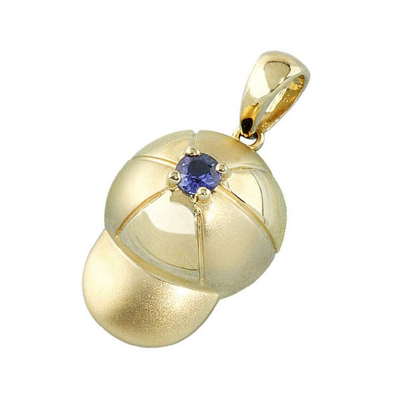 Select a Birthstone 14k Yellow Gold Baby Charm, Baseball Cap