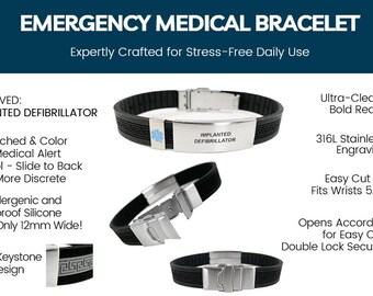 Implanted Defibrillator Medical Alert Bracelet ICD Implanted