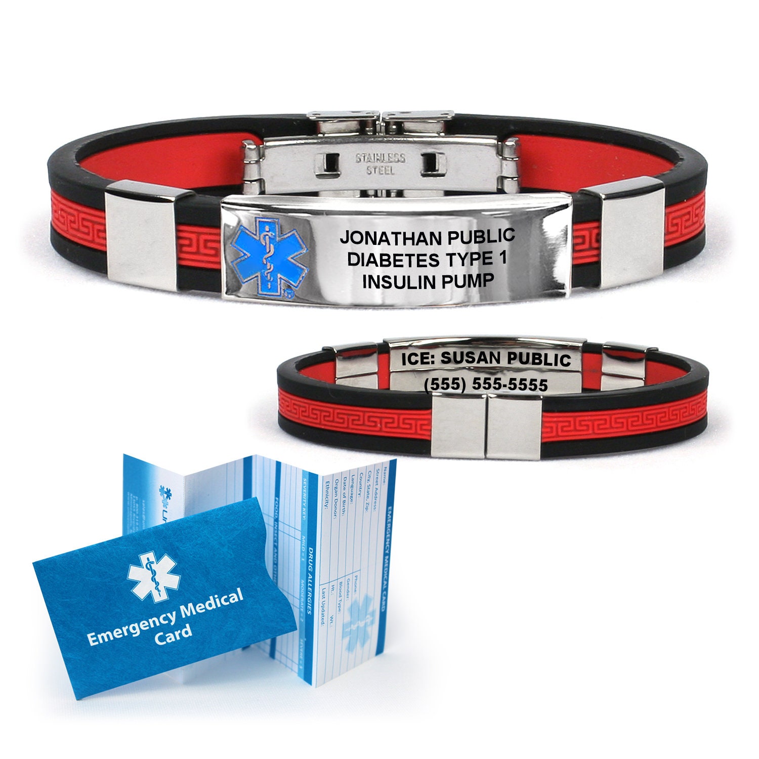 Medical Alert ID Bracelet with 6 lines of engraving ID Etsy