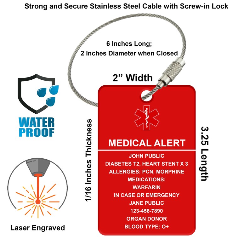 Multi Pack Medical Alert Tagmedical ID Tagcustomized Etsy