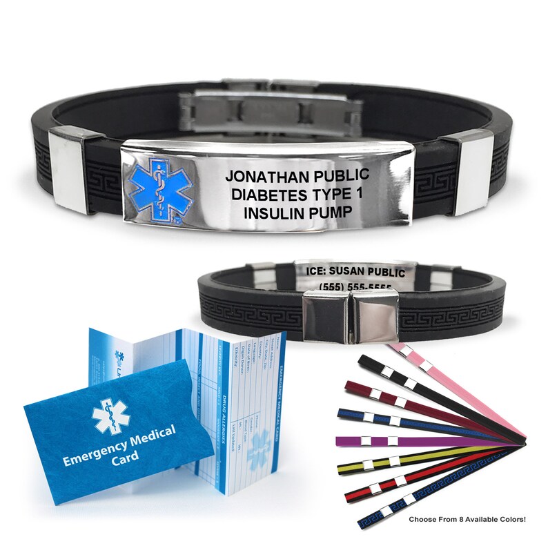 Medical Alert ID Bracelet with 6 lines of engraving ID Etsy