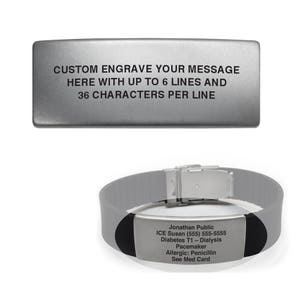 Replacement Sport Bracelet Engraving Plate – 45mm. Includes 6 Lines of Custom Engraving. Bracelet NOT Included