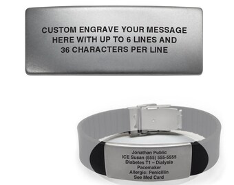 Replacement Sport Bracelet Engraving Plate – 45mm. Includes 6 Lines of Custom Engraving. Bracelet NOT Included