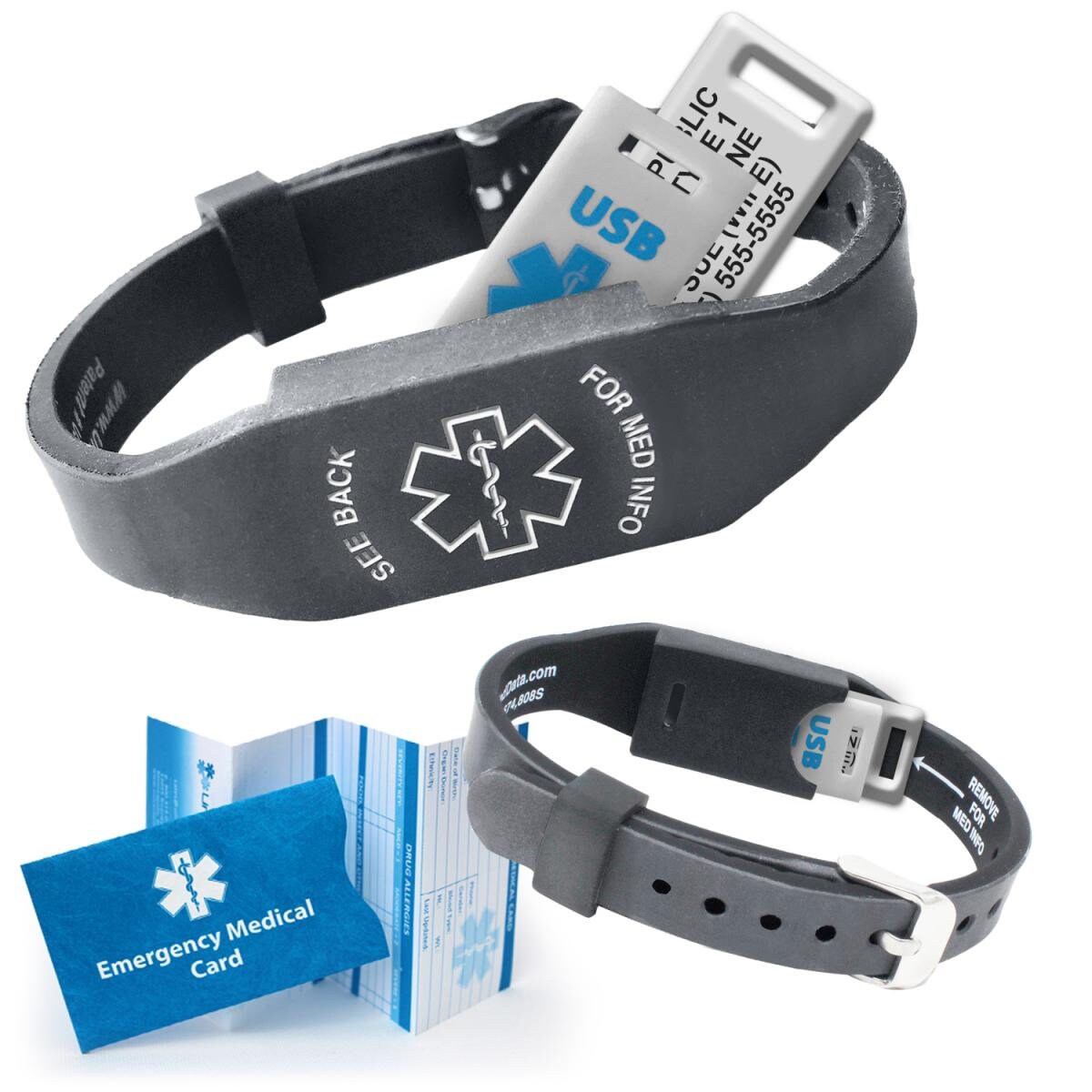 Medical Alert ID Bracelet Elite Ll USB PLUS. Choose From Black Blue Teal Purple Gunmetal Gray Engraved Free Shipping Etsy Canada