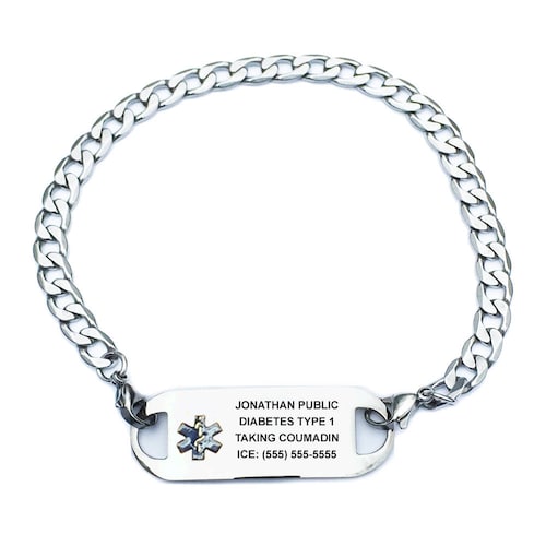 Medical Alert Bracelet Ladies Curb Link Stainless Steel and 1 | Etsy
