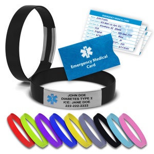 Medical Alert Bracelet - Medical ID Bracelet for Men Women and Children - ID Bracelets - Includes Emergency Medical Card