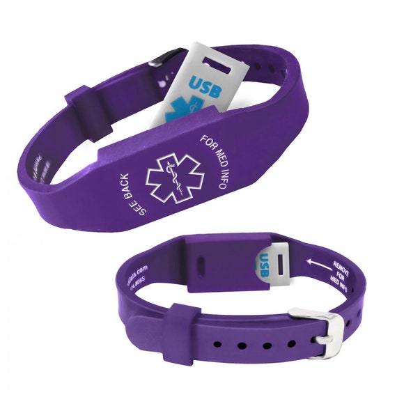 Universal Medical Data Waterproof Elite USB Medical Alert ID Bracelet  Purple 5.5-8.5Inch | Wholesale Prices | Tradeling