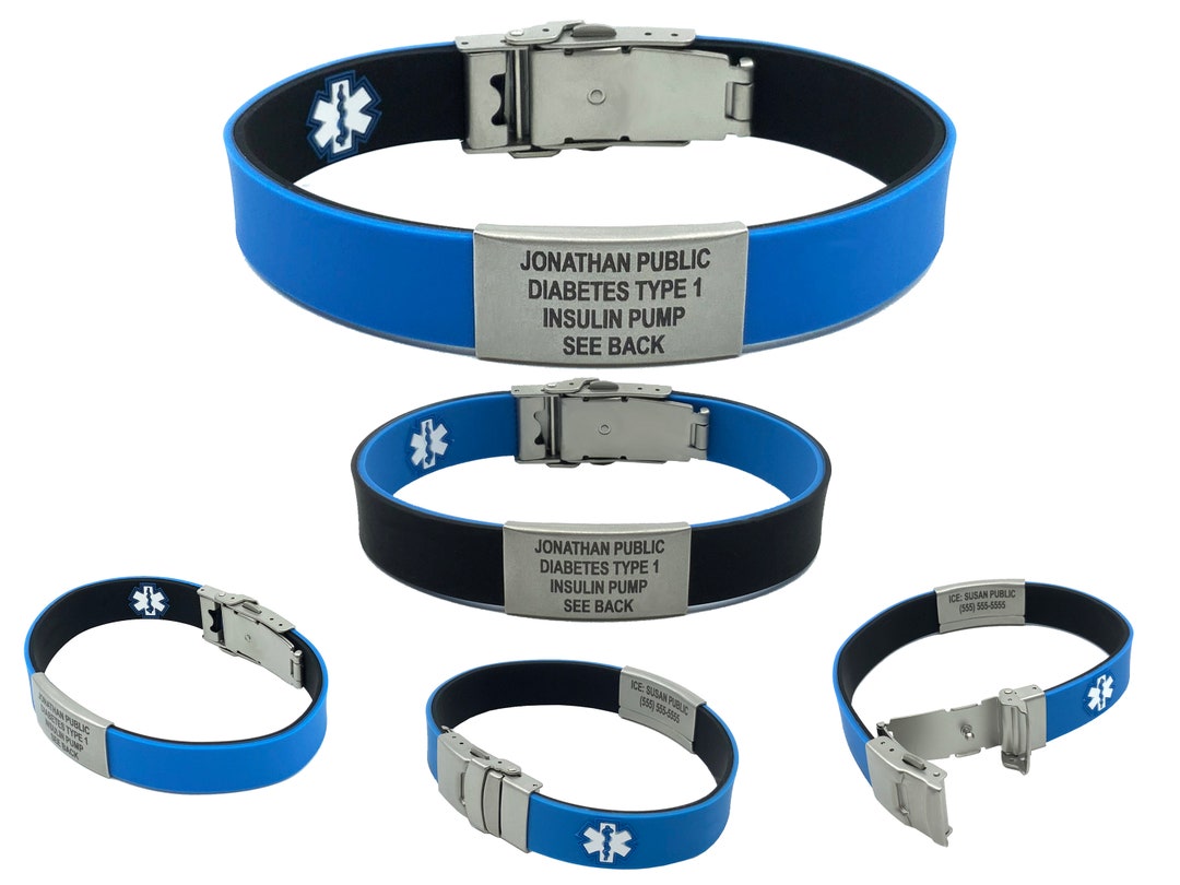 Personalized Medical Alert Bracelet, Custom Engraved Silicone ID ...
