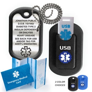USB Halskette Anhänger Medical Alert USB Flash Drive, Medical Dog Tag: Inklusive Lasergravur, Notfall medizinische Karte