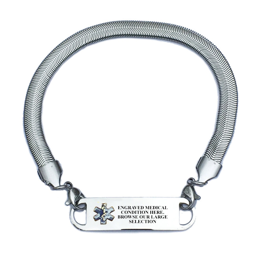 Medical Alert Bracelet Women Chevron Style Stainless Steel and - Etsy