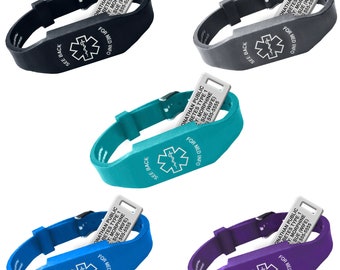 Elite II Medical Alert Bracelet for Men, Women, Children. Includes an Emergency Medical Information Card and Tyvek Sleeve