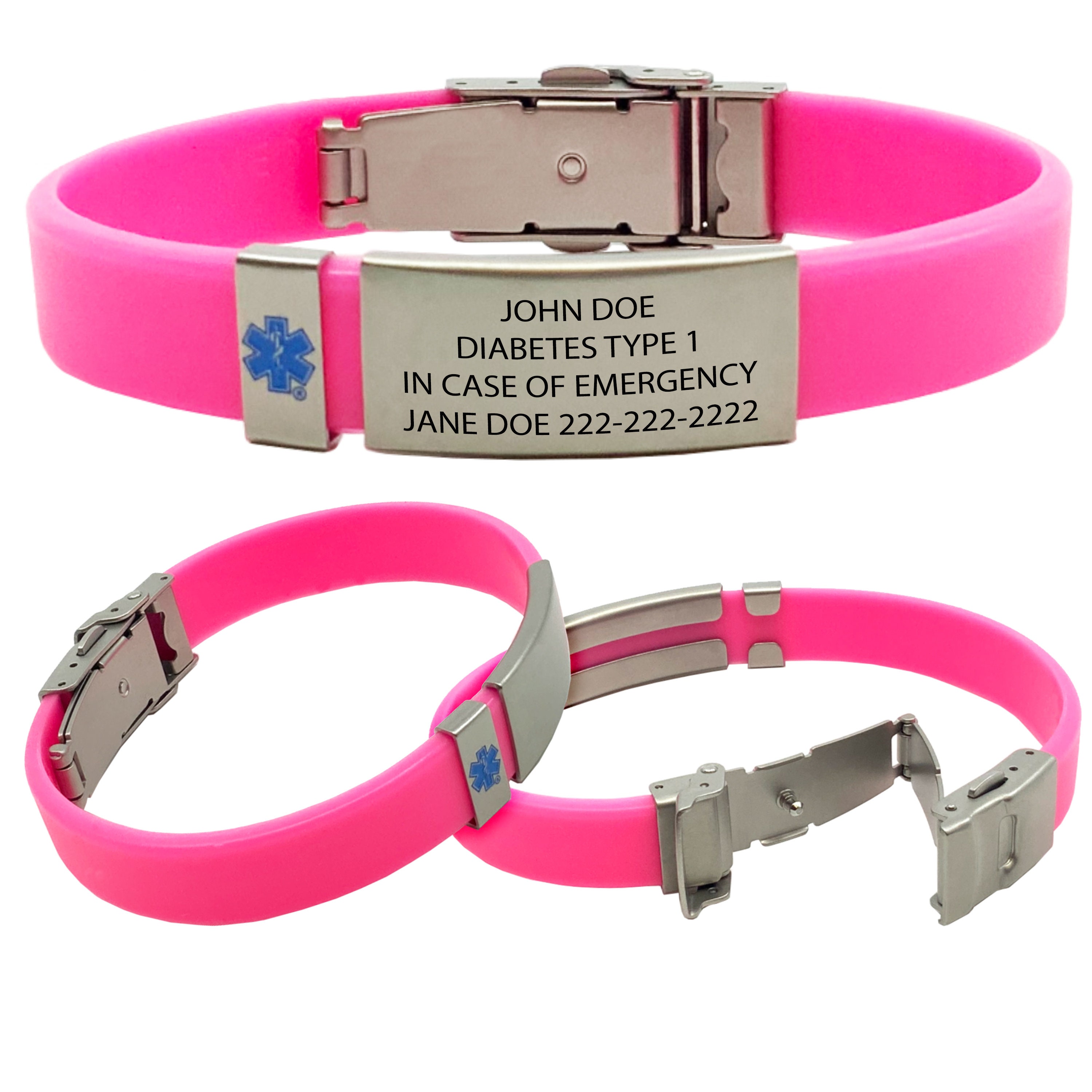 Custom Engraved Medical Alert Bracelet – Ultraslim ID, Emergency Card ...