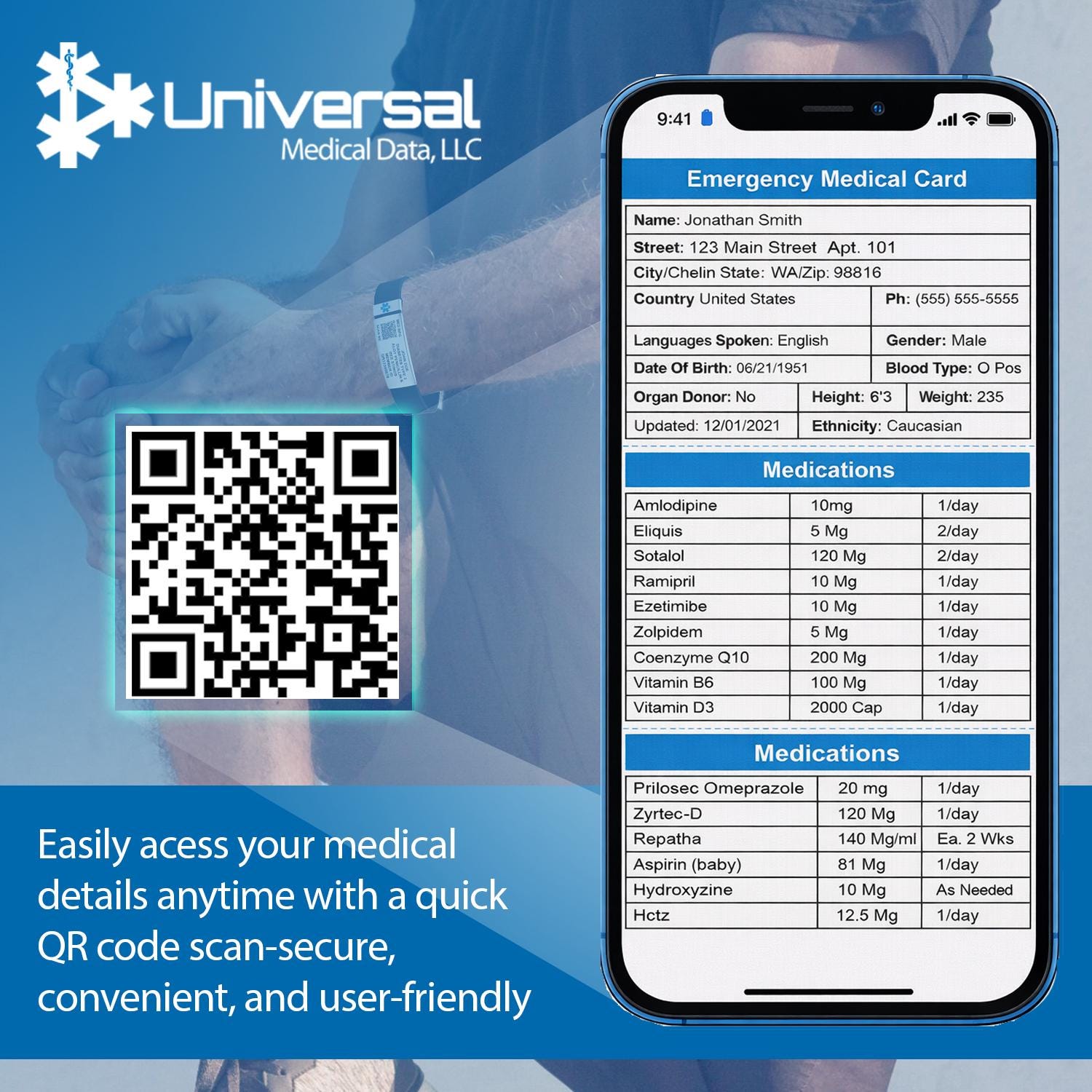 Custom Engraved QR Code Medical Alert Bracelet, Waterproof Silicone ID ...