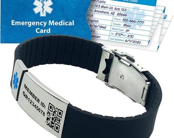 Medical Alert QR Code Bracelet Durable Waterproof ID Wristband | Emergency Health ID