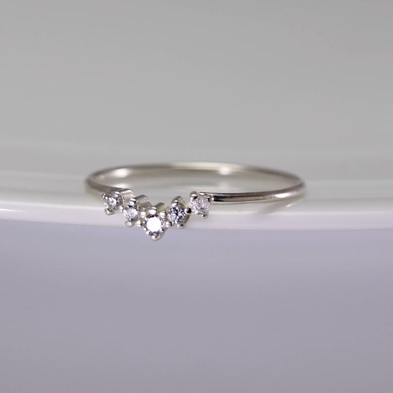 Sterling Silver Cubic Zirconia Arch Ring, Dainty Stackable Ring - Etsy