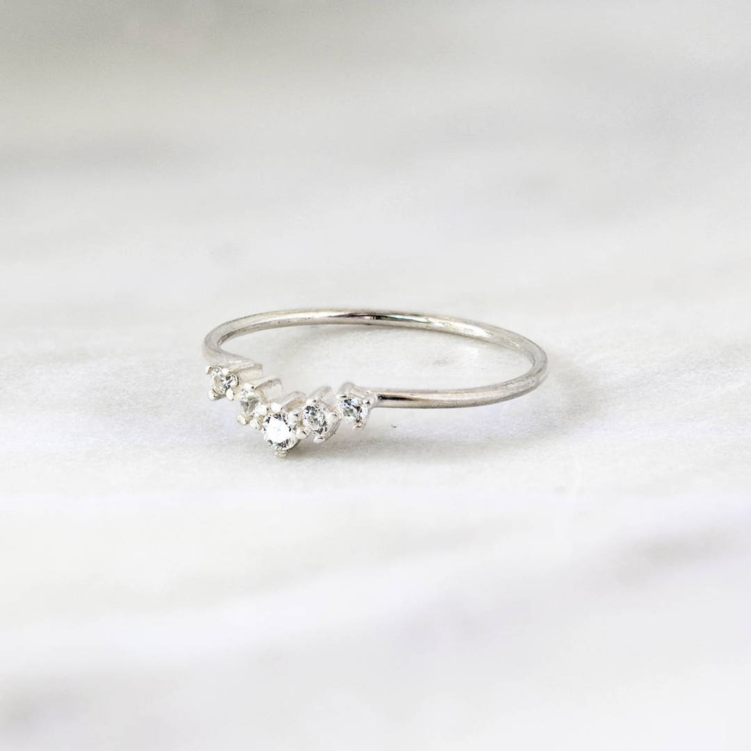 Sterling Silver Cubic Zirconia Arch Ring, Dainty Stackable Ring - Etsy