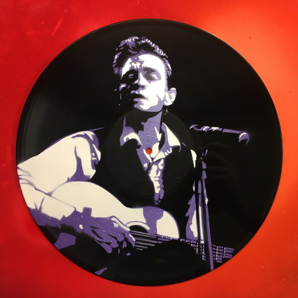 Johnny Cash Stencil on 12 Vinyl Record Etsy