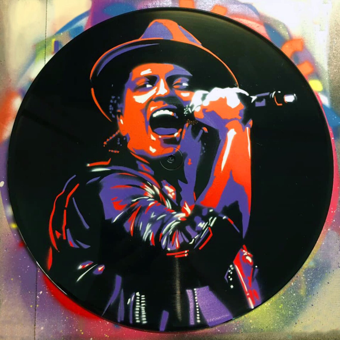 Bruno Mars Stencil on 12 Vinyl Record Etsy