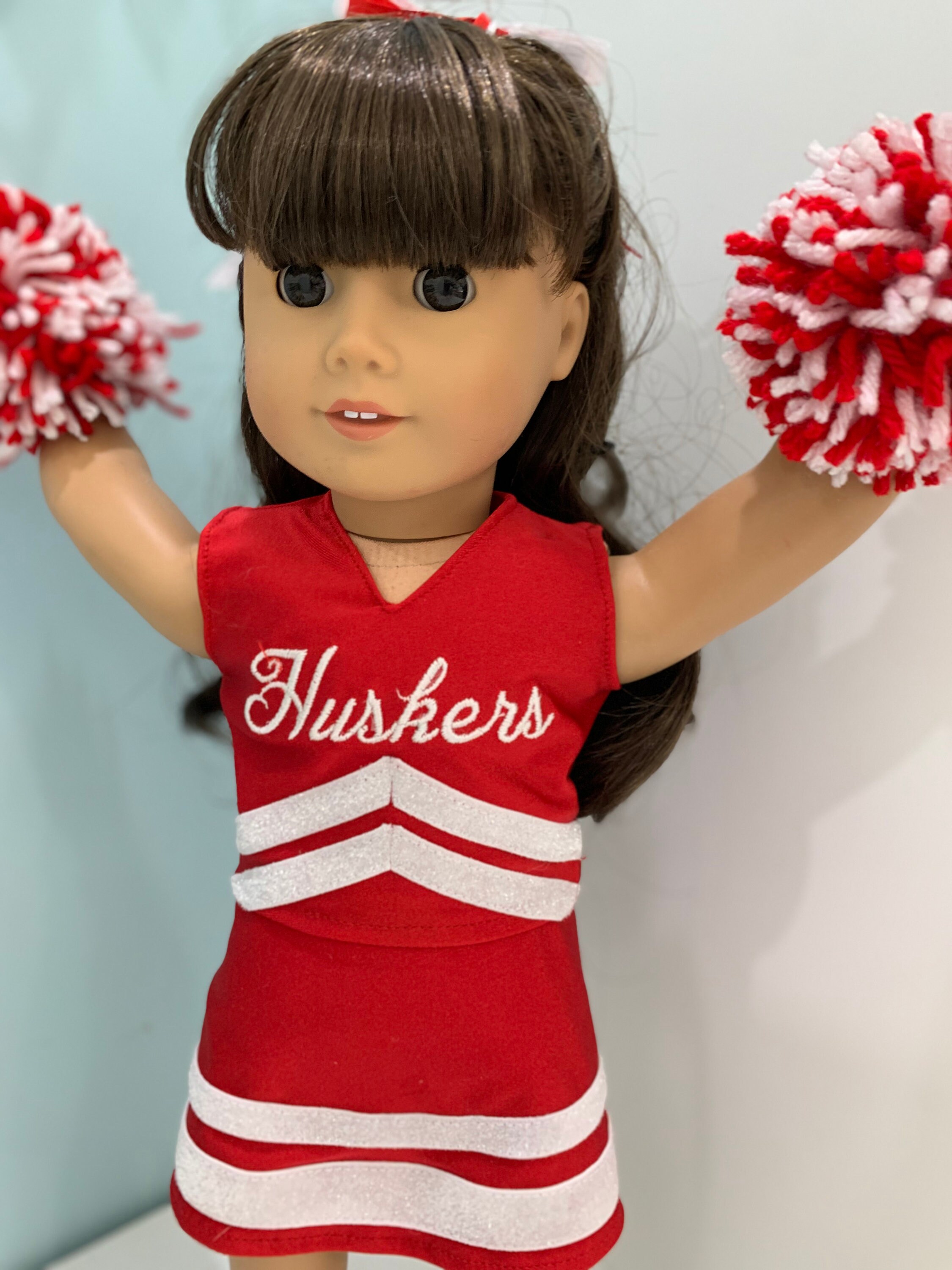Nebraska Cornhuskers Cheer Outfit With Pom Poms. huskers Embroidered on