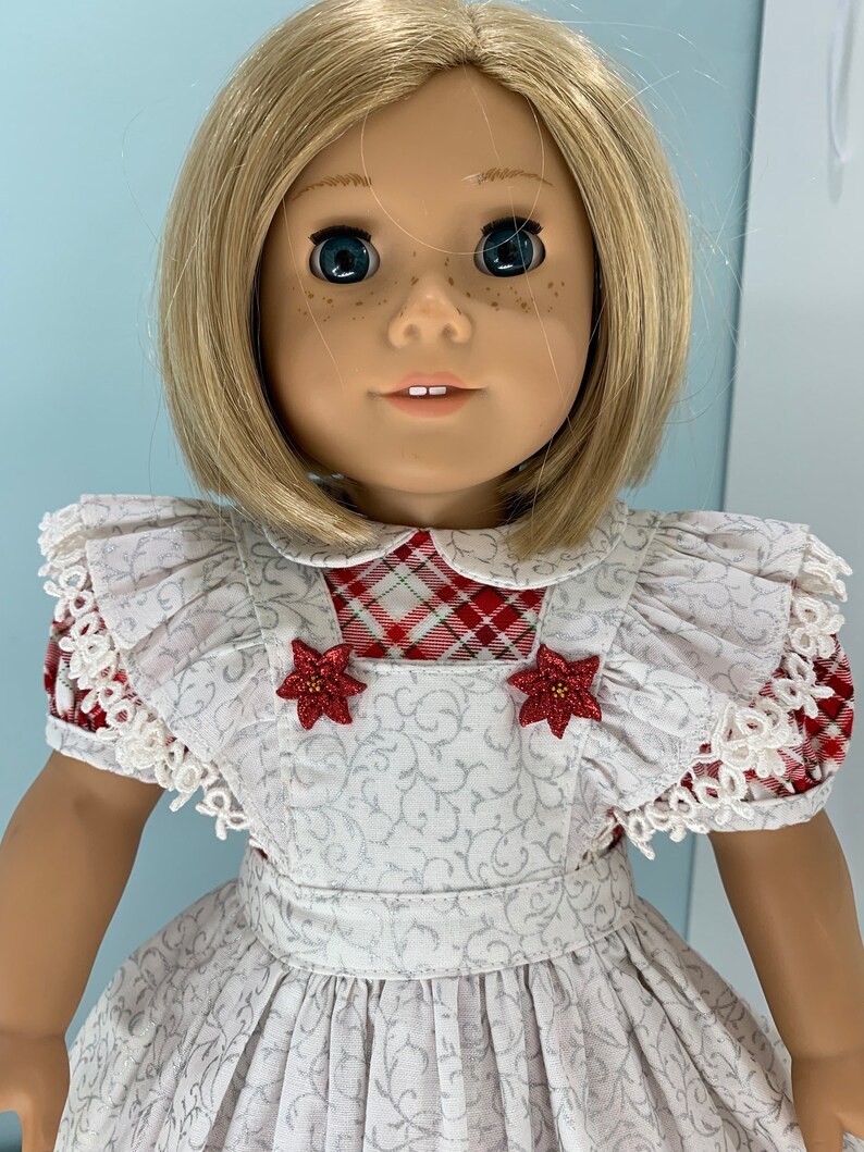 18 and American Girl Christmas Dress and Pinafore. Red Etsy