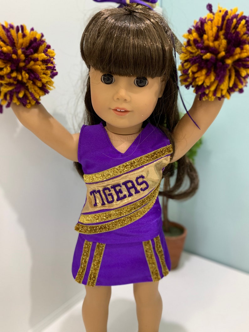 LSU Cheer Outfit for American Girl and Most 18 Dolls. Comes With