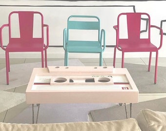 CASSETTE TAPE TABLE // Vintage 80's wooden cassette table