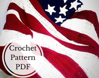 Pattern for the American Flag Crochet Throw | Crochet Flag | American Flag | Crochet Pattern | Crochet Beginner | Veteran | Soldier | USA