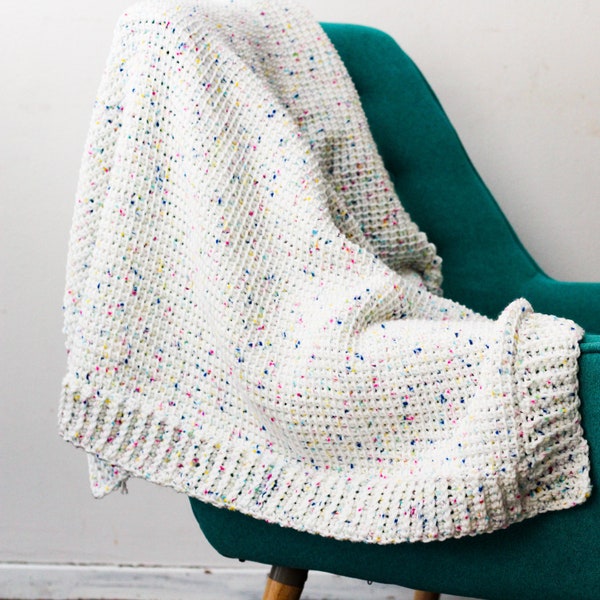 PATTERN for the Tunisian Crochet Confetti Blanket - multiple sizes available | Crochet Blanket Pattern | Pattern for Beginners