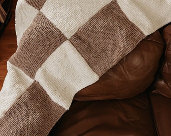 PATTERN for the Checkmate Throw |  Knit Blanket | Blanket Pattern | Beginner Knit Pattern | Knitting