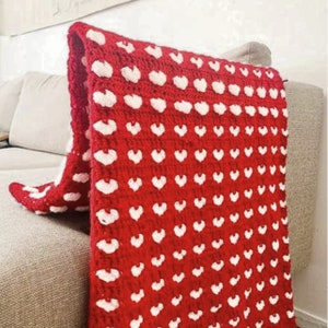 PATTERN for the Puffy Heart Crochet Blanket Heart Blanket Crochet Blanket Crochet Blanket Pattern Crochet Blanket Pattern image 7