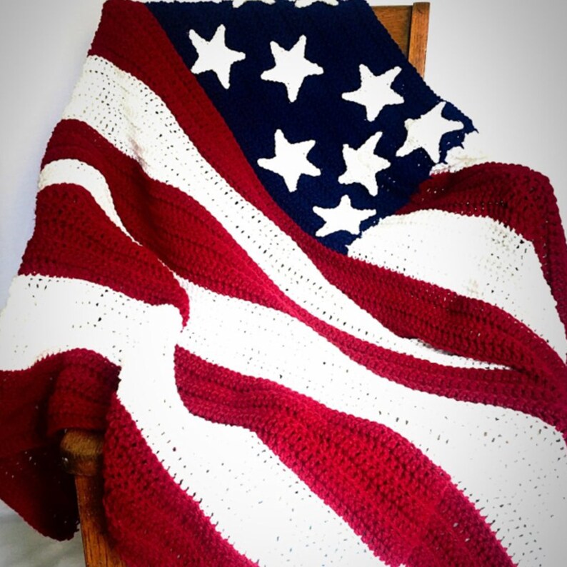 Pattern for the American Flag Crochet Throw Crochet Flag American Flag Crochet Pattern Crochet Beginner Veteran Soldier USA image 4