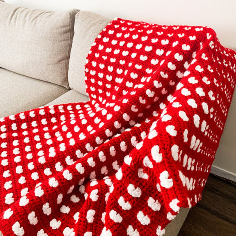 PATTERN for the Puffy Heart Crochet Blanket Heart Blanket Crochet Blanket Crochet Blanket Pattern Crochet Blanket Pattern image 8