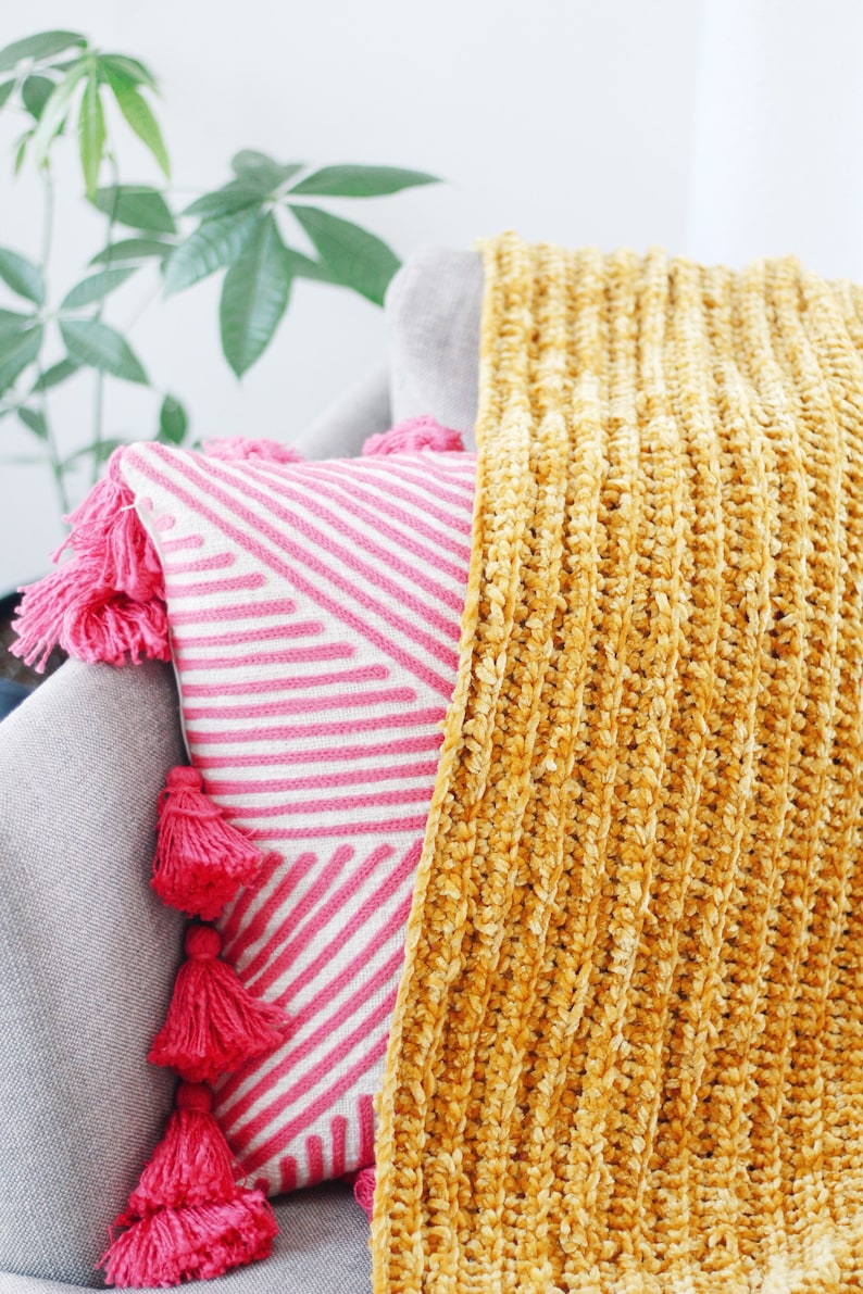 Chunky Velvet Crochet Blanket PATTERN multiple sizes available image 4