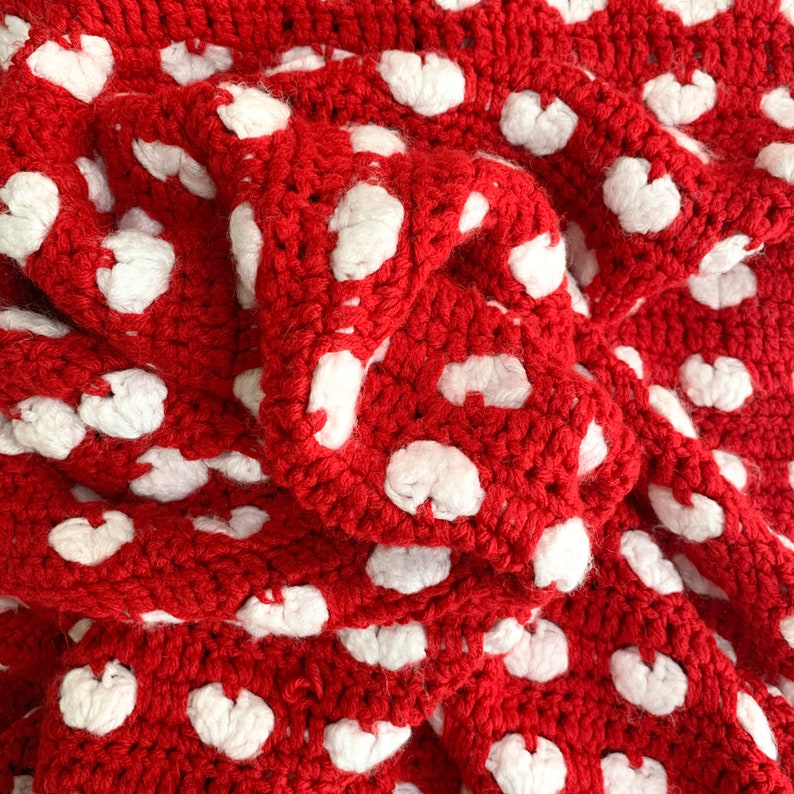PATTERN for the Puffy Heart Crochet Blanket Heart Blanket Crochet Blanket Crochet Blanket Pattern Crochet Blanket Pattern image 6