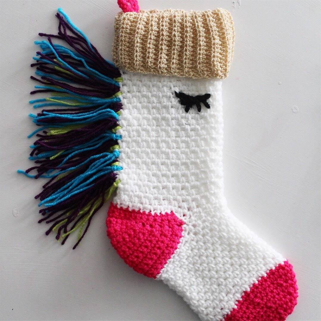 40 Unicorn Crochet Patterns to Spark a Little Handmade Magic 4 Pattern for the Unicorn Christmas Stocking Stocking