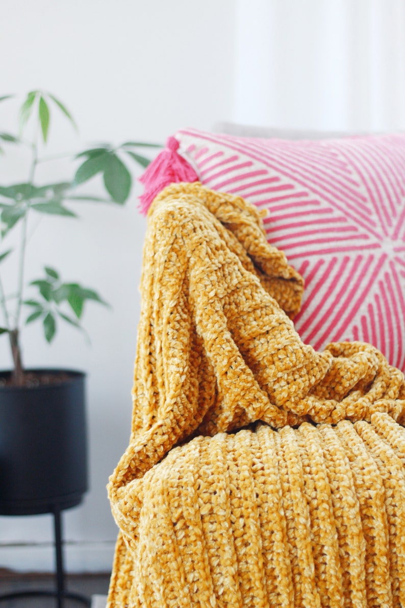 Chunky Velvet Crochet Blanket PATTERN multiple sizes available image 5
